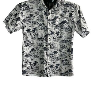 Free Planet Boys Tropical Island print Short Sleeve Button up SZ L14/16